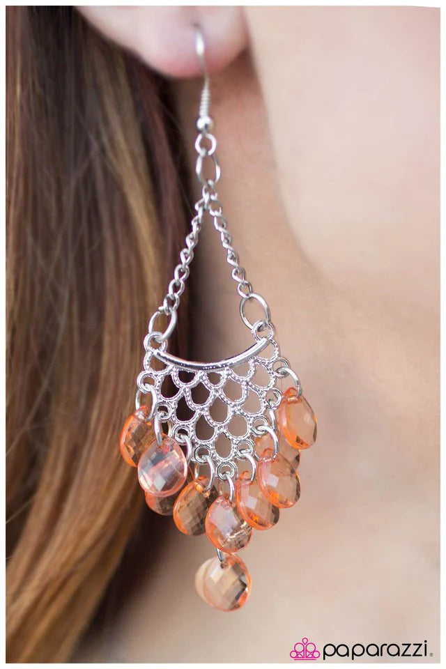 Paparazzi Earring ~ Long Story Short - Orange