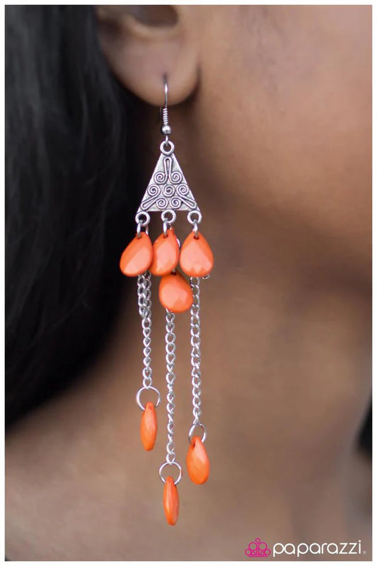 Paparazzi Earring ~ Egyptian Pyramids - Orange