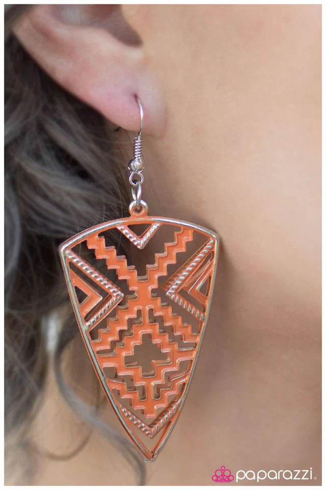 Paparazzi Earring ~ Perfectly Prehistoric - Orange