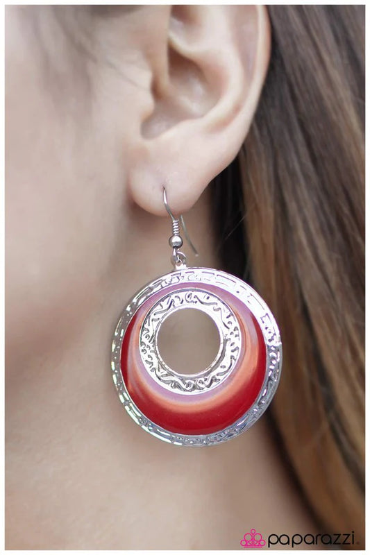 Paparazzi Earring ~ Night Owl - Red