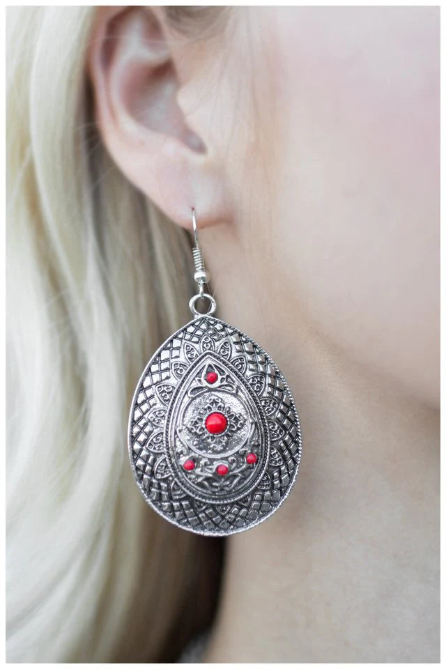 Paparazzi Earring ~ A Drop In The Bucket - Red