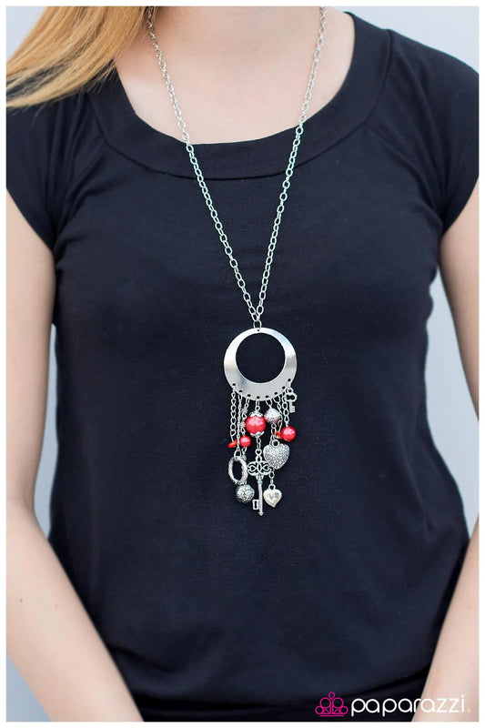 Paparazzi Necklace ~ Key Player - Red