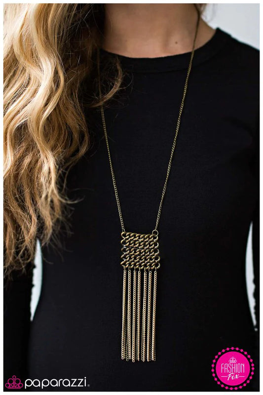 Paparazzi Necklace ~ Off the Grid - Brass