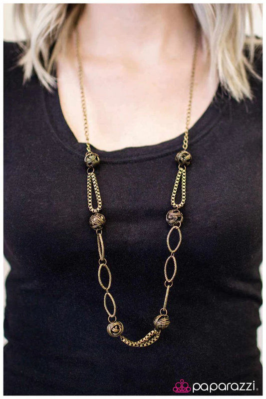 Paparazzi Necklace ~ Keep It Under Wraps - Brass