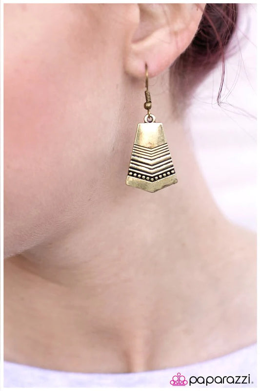 Paparazzi Earring ~ The Lost Tribe - Brass