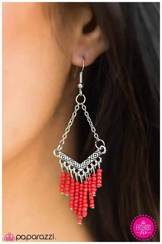 Paparazzi Earring ~ Wind Walker - Red