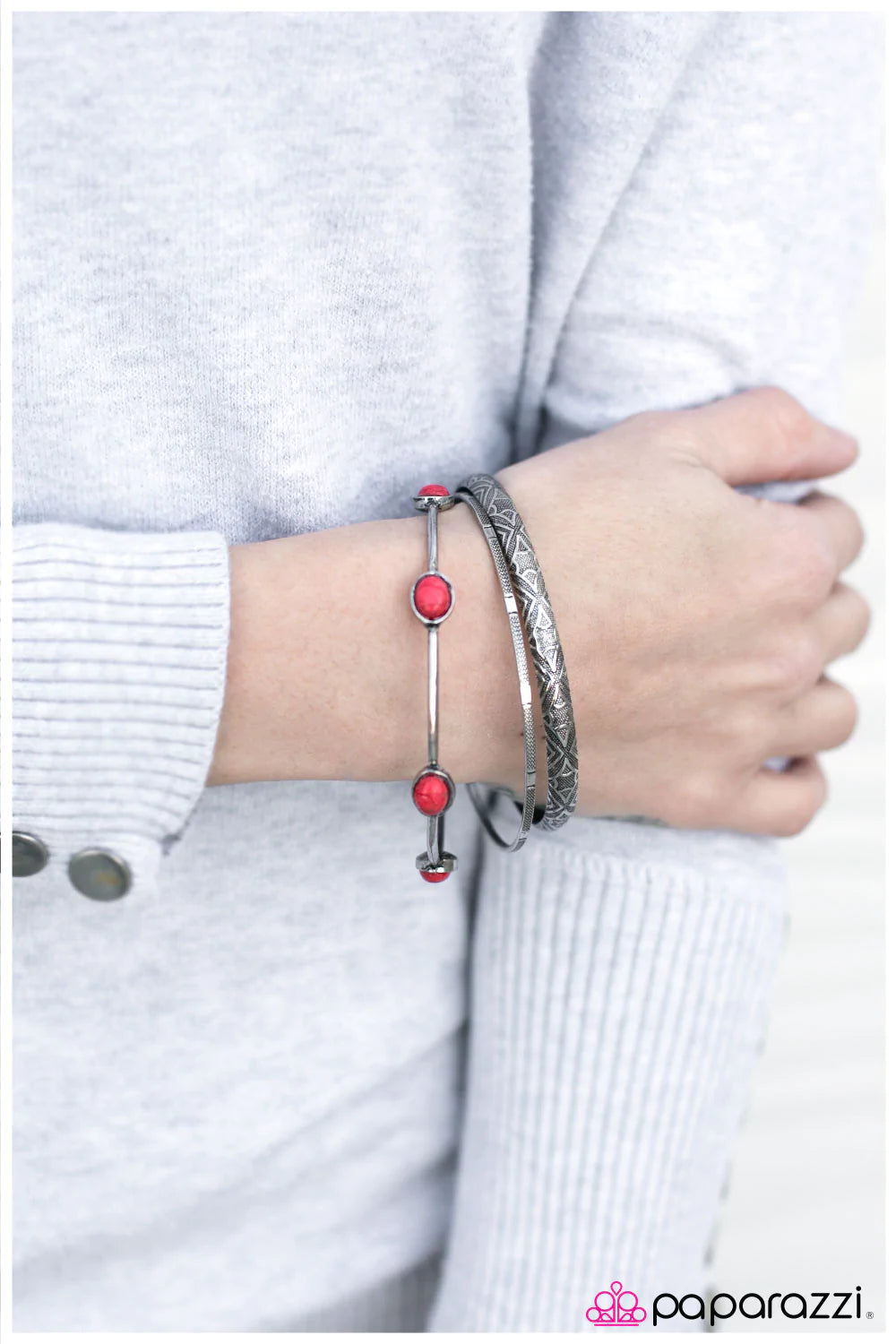 Pulsera Paparazzi ~ Stonehenge - Rojo