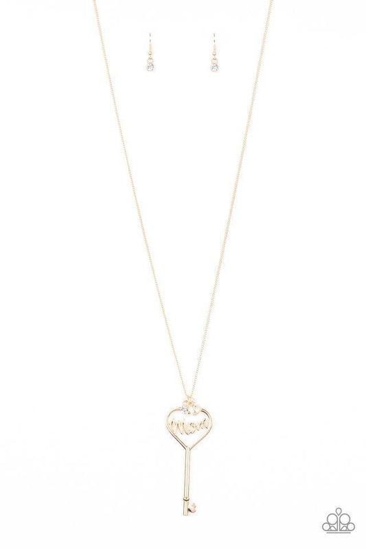 Paparazzi Necklace ~ The Key to Moms Heart - Gold