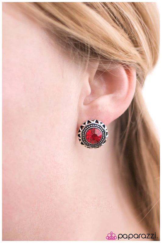 Paparazzi Earring ~ Single and Ready to Mingle  - Red