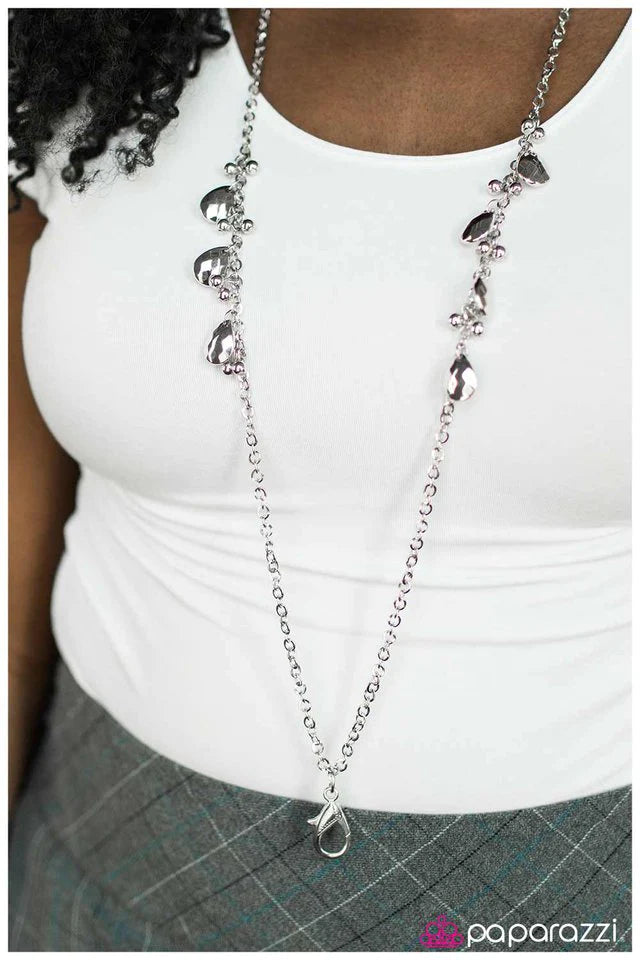 Paparazzi Necklace ~ Drop It Like Its Hot - Silver