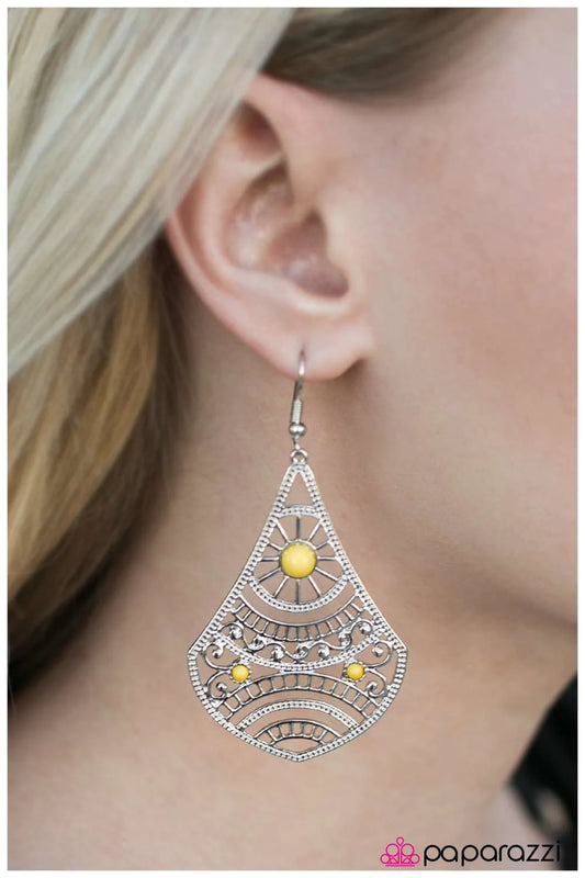 Paparazzi Earring ~ Corolla Sunrise - Yellow