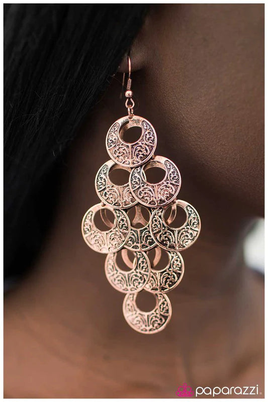 Paparazzi Earring ~ Whats The Hang Up? - Copper