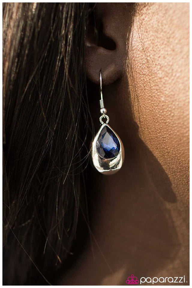 Paparazzi Earring ~ Glowing With Beauty - Blue