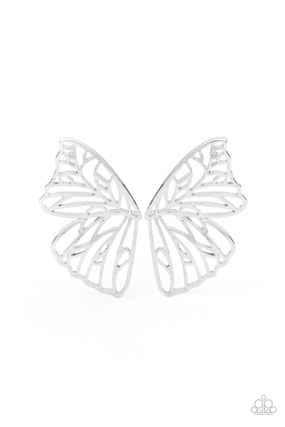 Pendientes Paparazzi ~ Volantes de mariposa - Plata