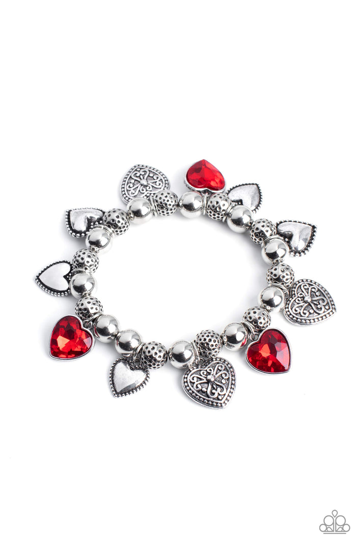 Paparazzi Bracelet ~ Charming Crush - Red