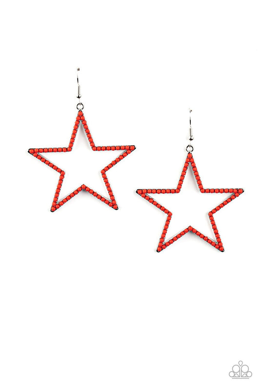 Paparazzi Earrings ~ Count Your Stars - Red