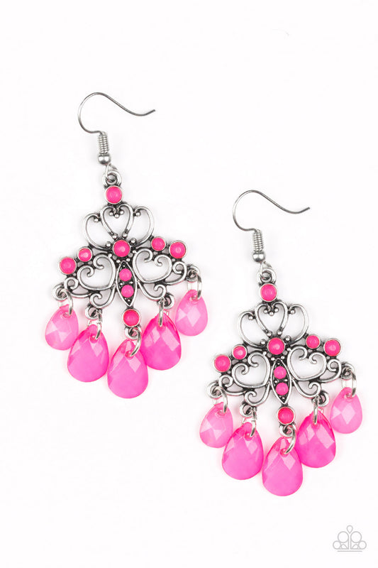 Paparazzi Earrings ~ Dip It GLOW - Pink