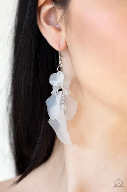 Paparazzi Earring ~ Fragile Florals - White