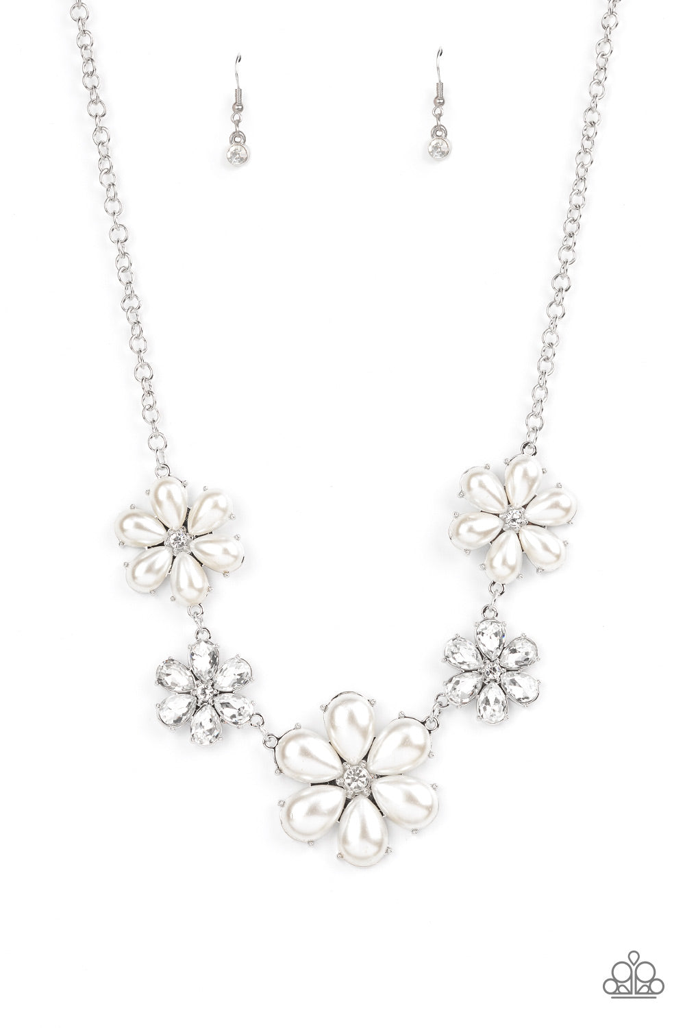 Paparazzi Necklace ~ Fiercely Flowering - White