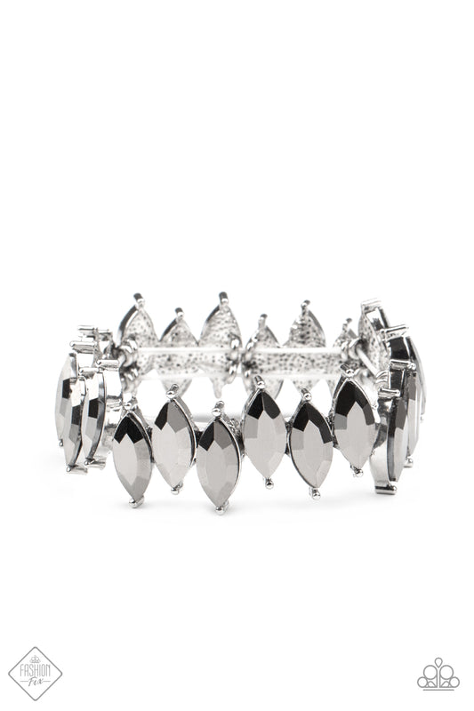 Paparazzi Bracelet ~ Fiercely Fragmented -Fashion Fix Oct2020 - Silver