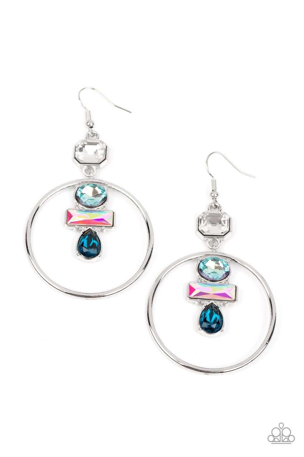 Paparazzi Earring ~ Geometric Glam - Blue