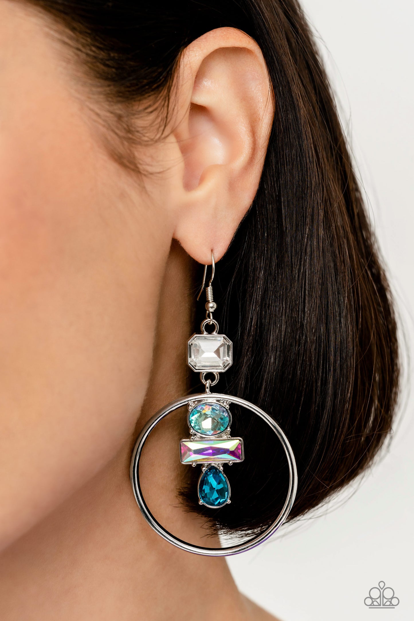 Paparazzi Earring ~ Geometric Glam - Blue