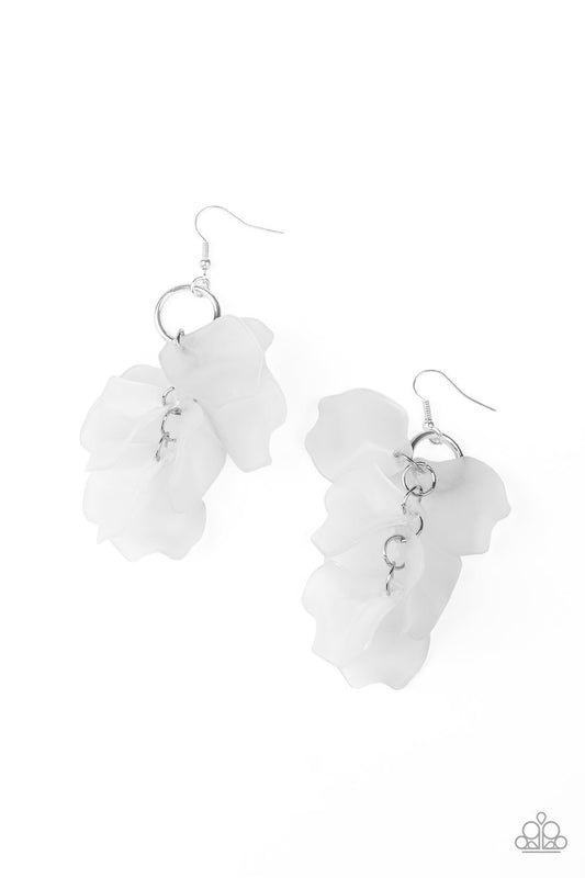 Paparazzi Earrings ~ Glass Gardens - White