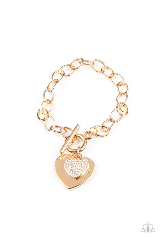 Paparazzi Bracelet ~ Heartbeat Bedazzle - Gold