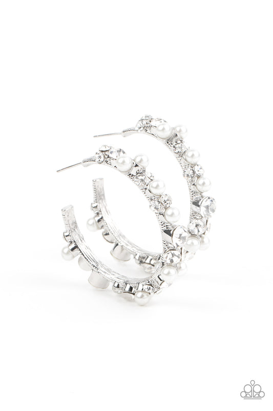 Paparazzi Earrings ~ Let There Be SOCIALITE - White