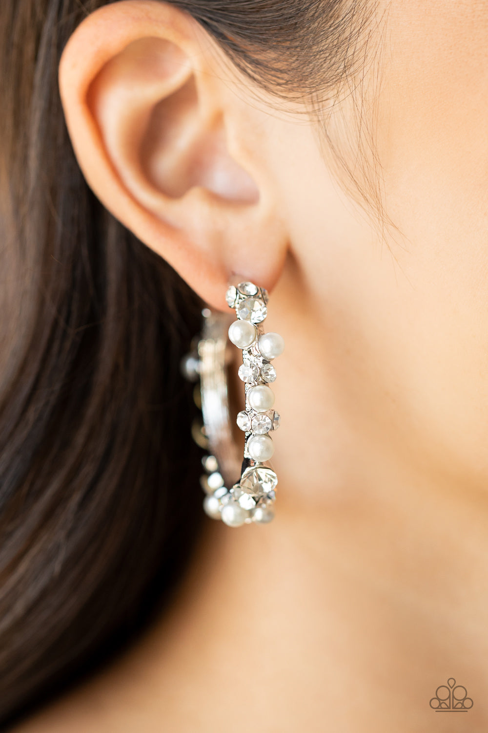 Paparazzi Earrings ~ Let There Be SOCIALITE - White