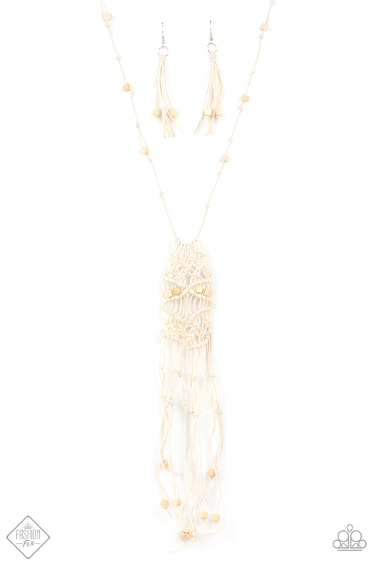 Paparazzi Necklace ~ Macrame Majesty - Fashion Fix Nov 2020 - White
