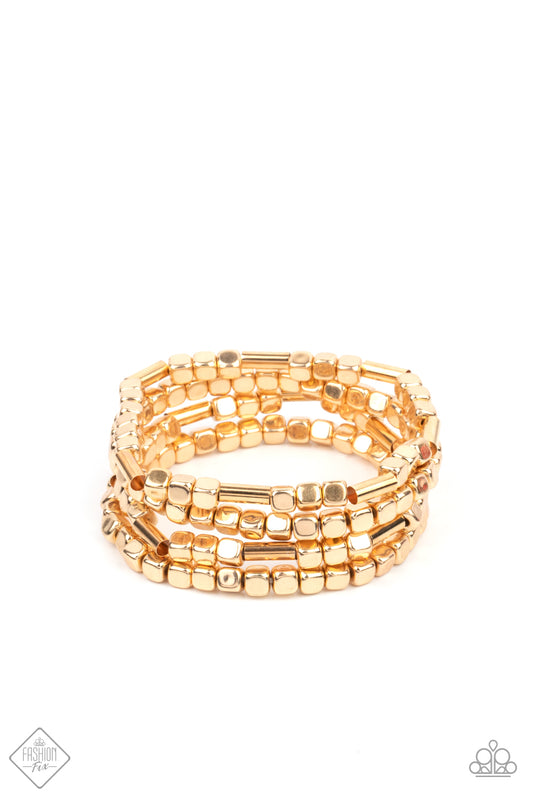 Paparazzi Bracelet Fashion Fix April 2021 ~ Metro Materials - Gold