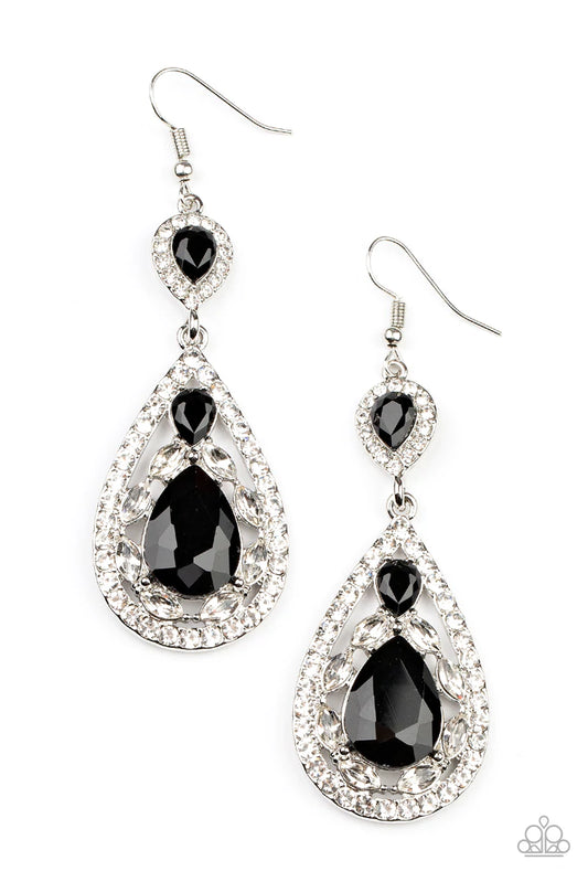 Paparazzi Earring ~ Posh Pageantry - Black