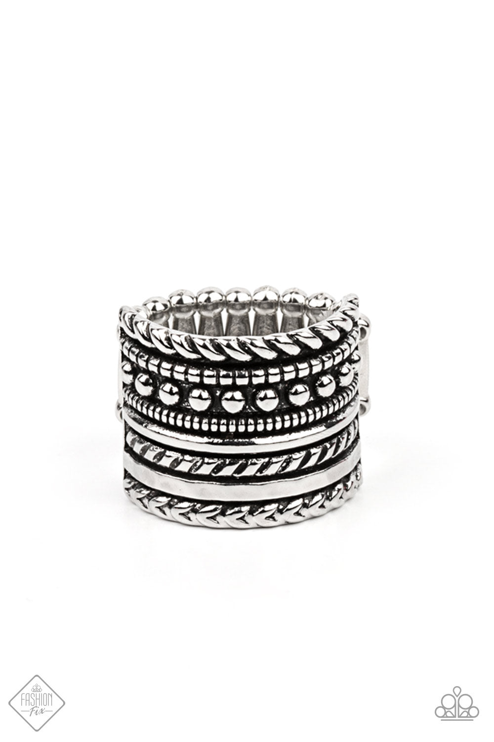 Paparazzi Ring Fashion Fix April 2021 ~ Stacked Odds - Silver