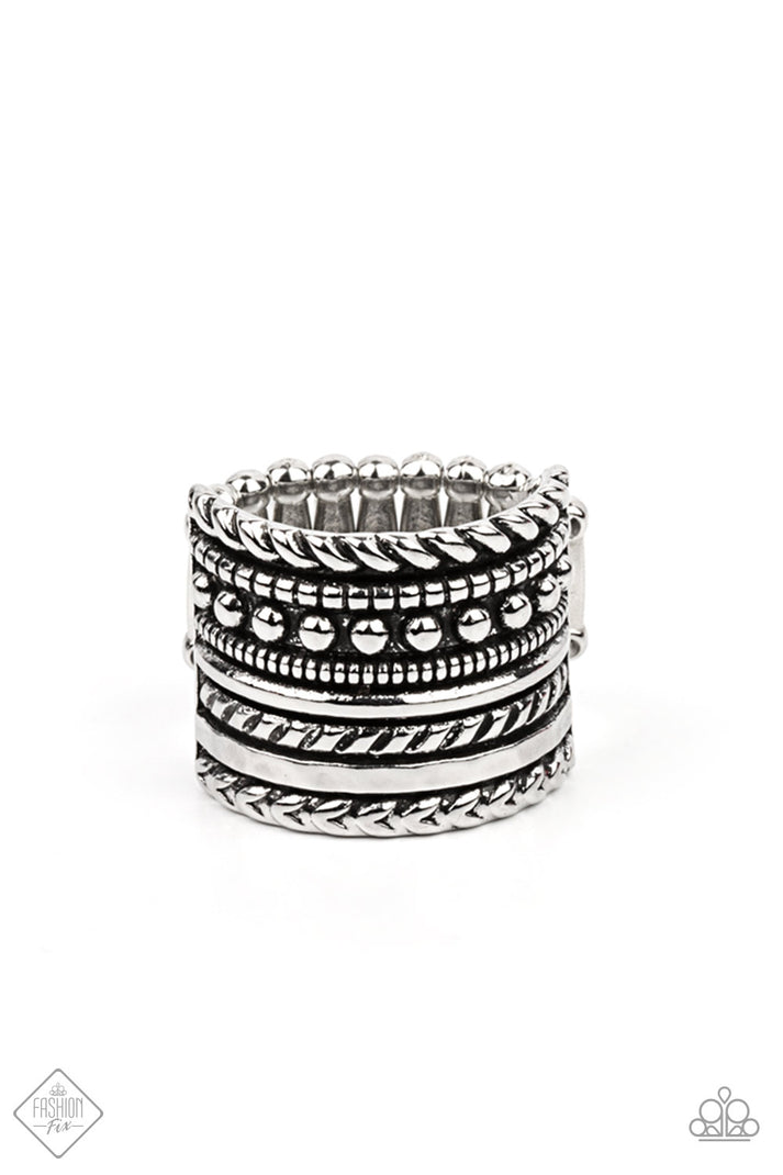 Paparazzi Ring Fashion Fix April 2021 ~ Stacked Odds - Silver ...