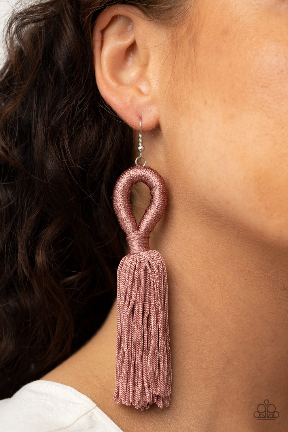 Paparazzi Earring  Hold On To Your Tassel  Pink  Paparazzi Jewelry   Online Store  DebsJewelryShopcom