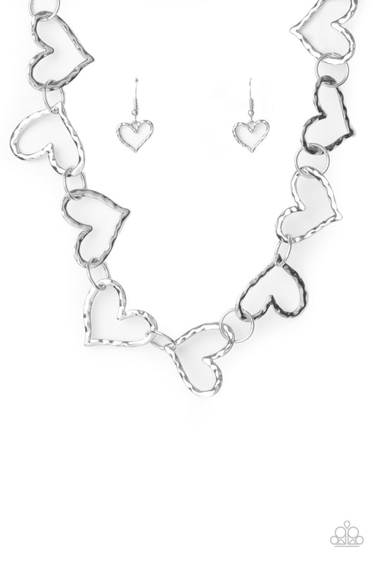 Paparazzi Necklace ~ Vintagely Valentine - Silver