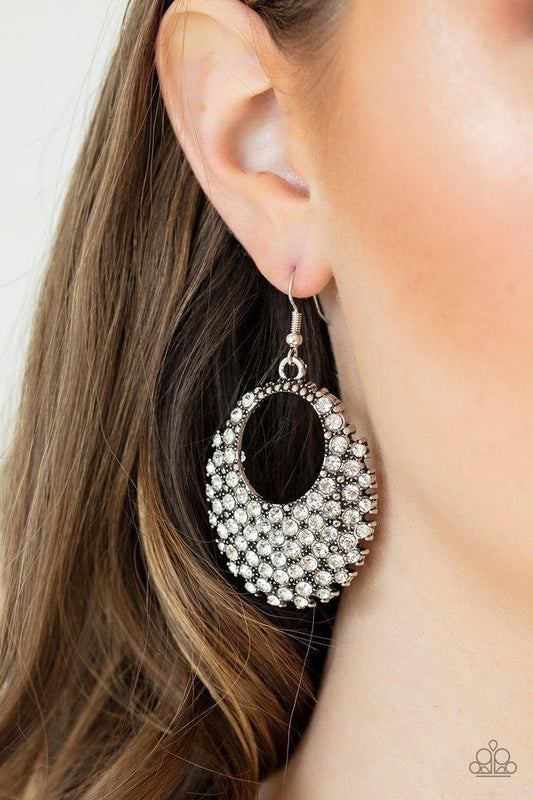 Paparazzi Earring ~ Fierce Flash - White