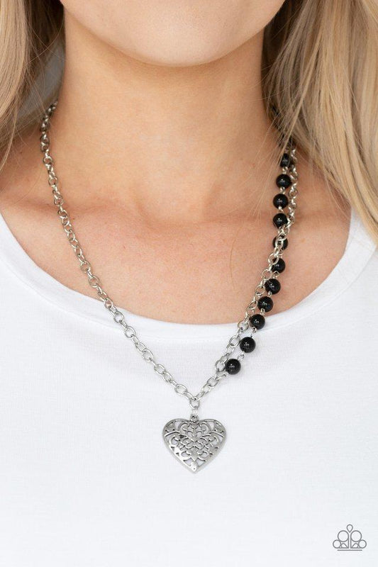 Paparazzi Necklace ~ Forever In My Heart - Black