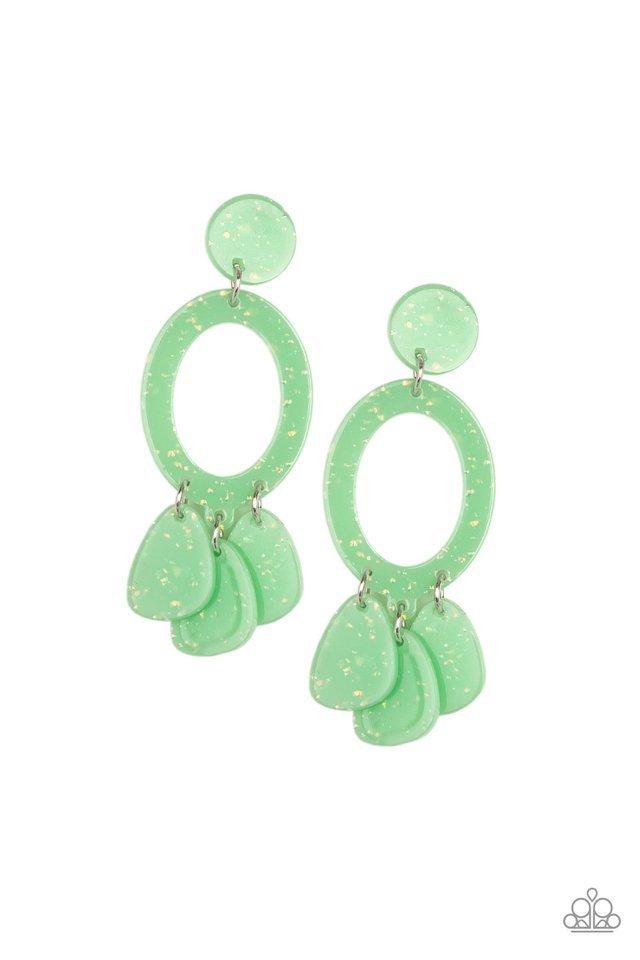 Paparazzi Earring ~ Sparkling Shores - Green
