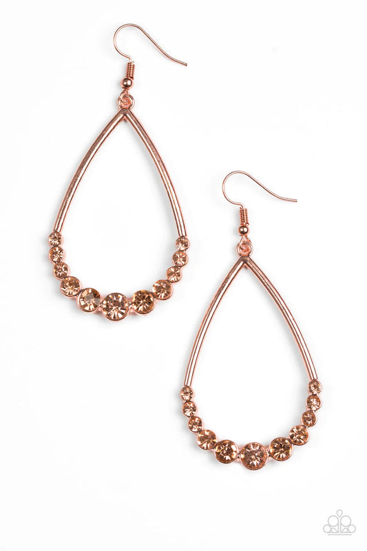 Paparazzi Earring ~ Dipped In Diamonds - Copper