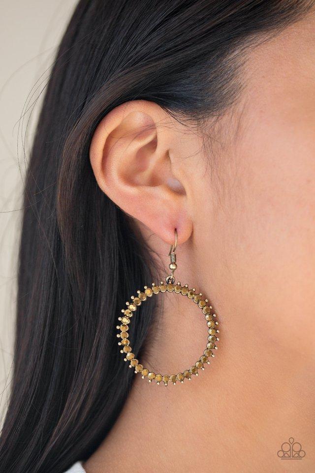 Paparazzi Earring ~ Spark Their Attention - Brass