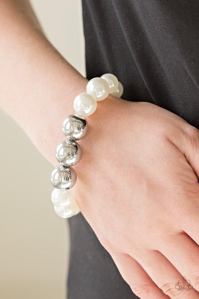 Paparazzi Bracelet ~ All Dress UPTOWN - White