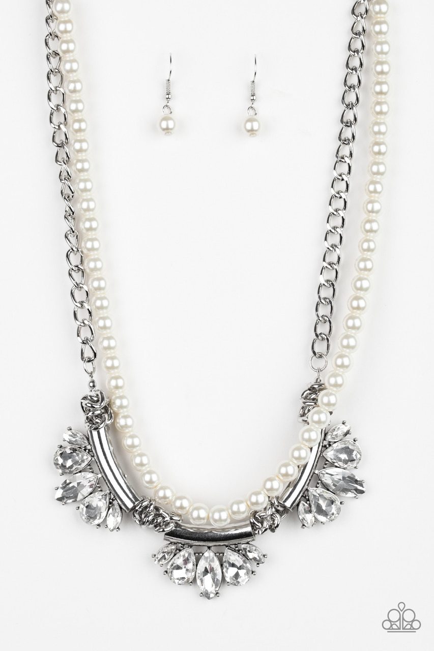 Paparazzi Necklace ~ Bow Before The Queen - White