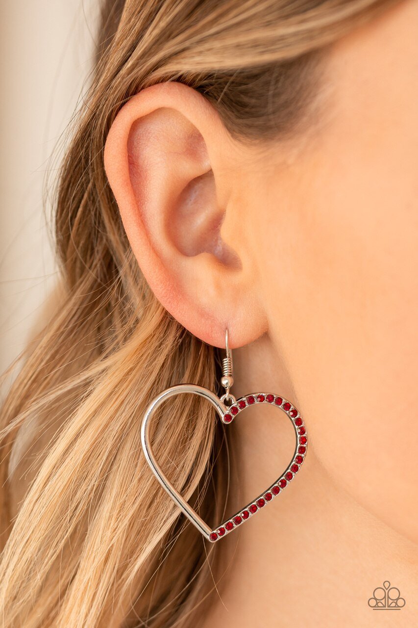 Paparazzi Earring ~ First Date Dazzle - Red