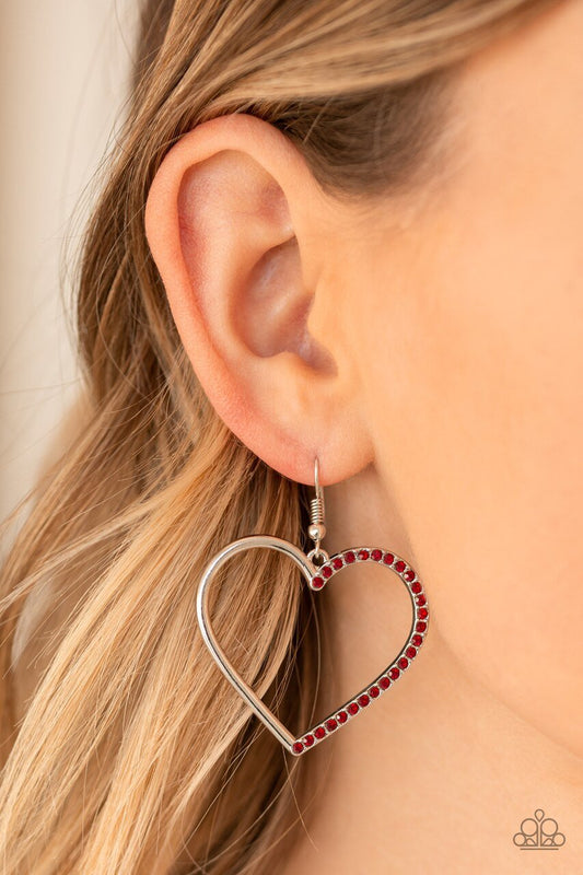 Paparazzi Earring ~ First Date Dazzle - Red