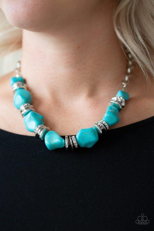 Paparazzi Necklace ~ Stunningly Stone Age - Blue