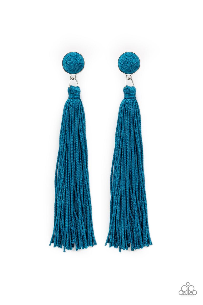 Paparazzi Earring ~ Tightrope Tassel - Blue
