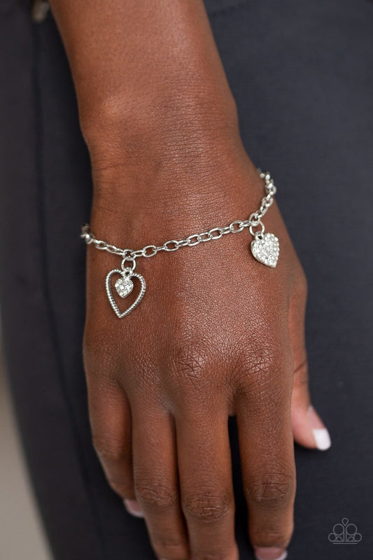 Paparazzi Bracelet ~ Hearts and Harps - White