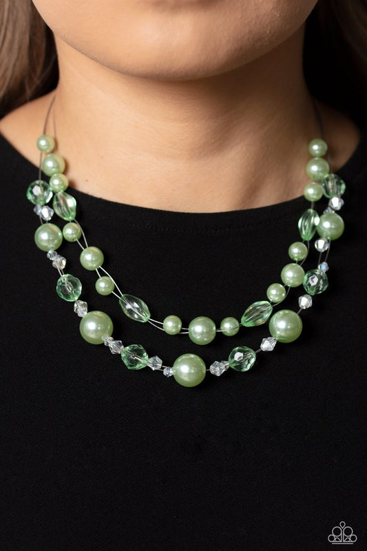 Parisian Pearls - Green - Paparazzi Necklace Image